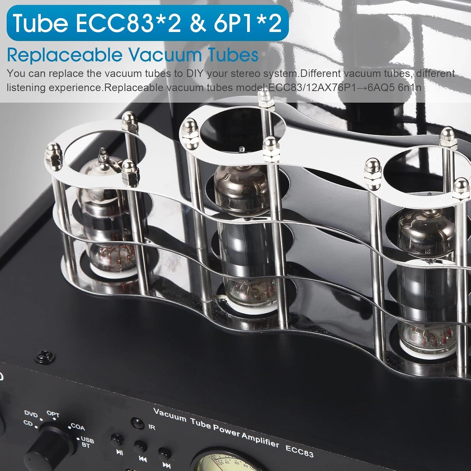 ECC83/12AX7 Integrated Hybrid Vacuum Tube Class A/B Amplifier 2 Channel 80W RMS, Home Audio Hifi Vintage Stereo Amp DAC Receiver integrated amplifier,stereo receiver,hi-fi amp combo,