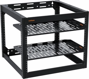 ECHOGEAR 10U Network Rack - Wall Mountable Heavy Duty 4 Post Design Holds All Your Networking & AV Gear - Open Frame Design Includes 2 1U Vented Shelves & Mounting Hardware audio rack,hi-fi component stand,media shelf,
