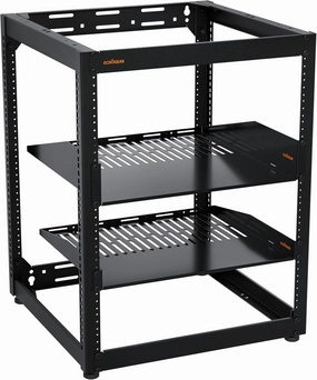 ECHOGEAR 15U Open Frame Rack for Servers & AV Gear - Wall Mountable Design Includes 2X Vented Shelves, 25x Rack Mounting Screws, 4X Leveling Feet, 4X Shelf Stops, & 2X Securement Straps audio rack,hi-fi component stand,media shelf,