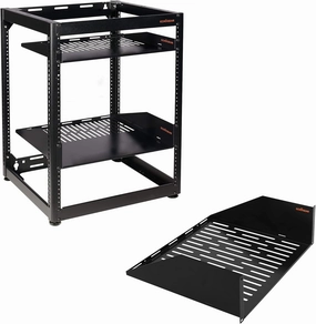 ECHOGEAR 15U Open Frame Rack with 1U, 2U, 3U Vented Shelves & Accessories - Black, Metal, Rack & Wall Mount, Compatible with Server, Networking Gear, AV Components music server,hi-fi media server,digital audio storage,