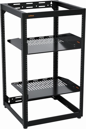 ECHOGEAR 20U Open Frame Rack for Servers & AV Gear - Wall Mountable Design Includes 2X Vented Shelves, 25x Rack Mounting Screws, 4X Leveling Feet, 4X Shelf Stops, & 2X Securement Straps equipment cabinet,AV gear cabinet,component enclosure,
