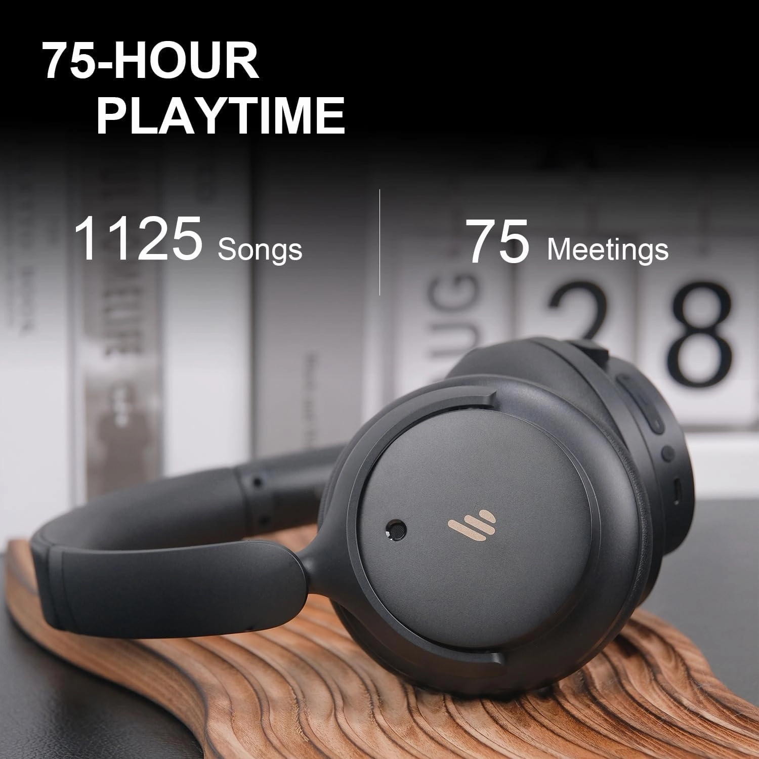 Edifier H9 Hybrid Active Noise Cancelling Headphones Bluetooth 5.4, Over Ear Headphones Wireless with 75H Playtime, Hi-Res Audio, Spatial Audio, Multipoint Connection, Clear Calls, Foldable - Black