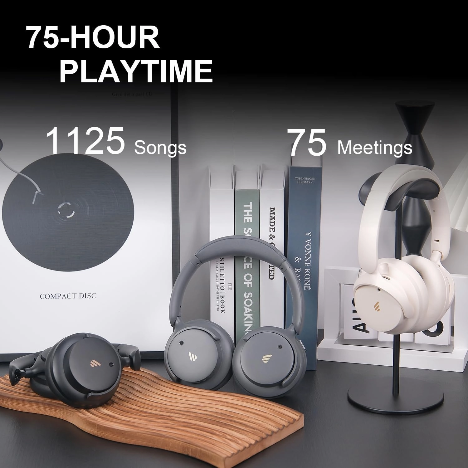 Edifier H9 Hybrid Active Noise Cancelling Headphones Bluetooth 5.4, Over Ear Headphones Wireless with 75H Playtime, Hi-Res Audio, Spatial Audio, Multipoint Connection, Clear Calls, Foldable - Grey
