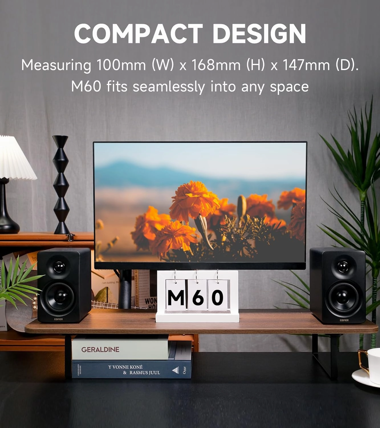 Edifier M60 Multimedia Speaker Bluetooth 5.3, 66W RMS, Hi-Res Audio & Hi-Res Wireless Audio, LDAC,3" Mid Bass & 1" Tweeter, USB-C & Aux Inputs, Compact Desktop Speaker  Black