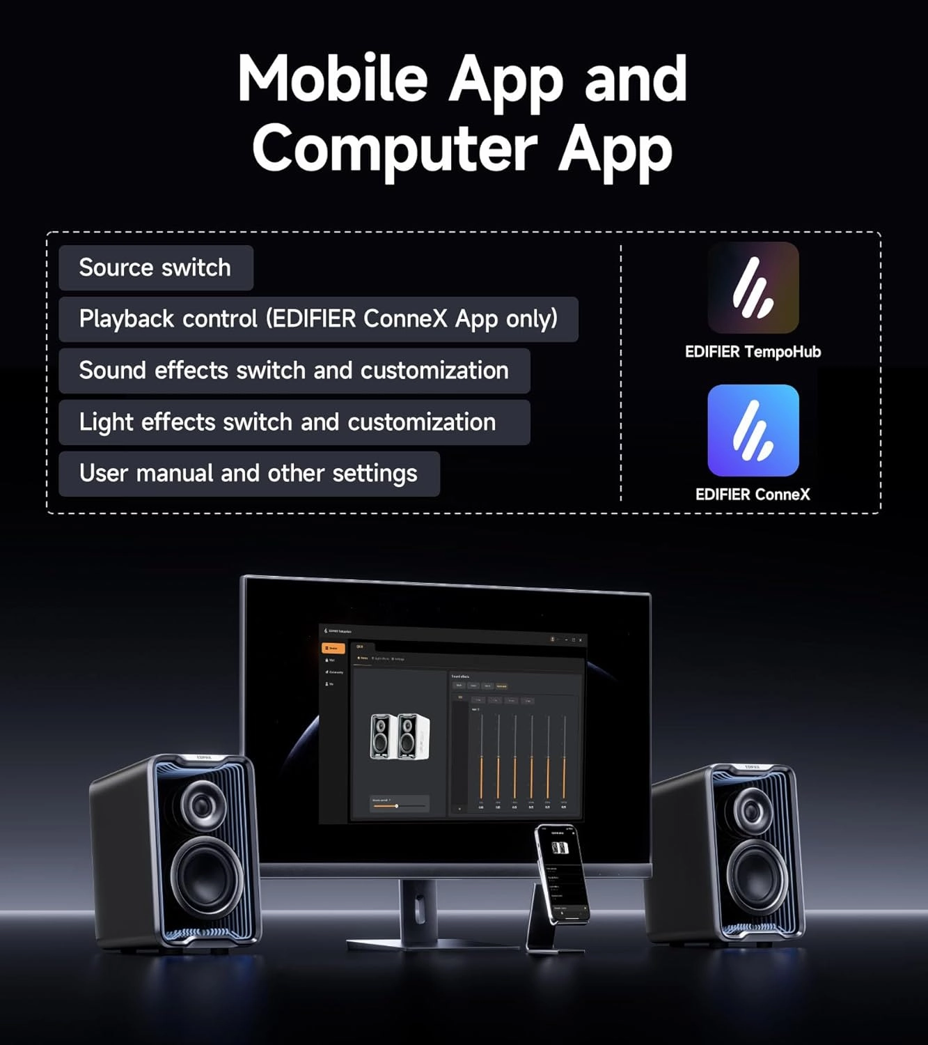 Edifier QR30 2.0 Desktop Active Speaker, Compact Bluetooth V5.4 Computer Speakers, Wireless Bookshelf Speaker, 30W (RMS), 3.5mm AUX & USB-A Wired Input, Dynamic Light Effects, App Control, White