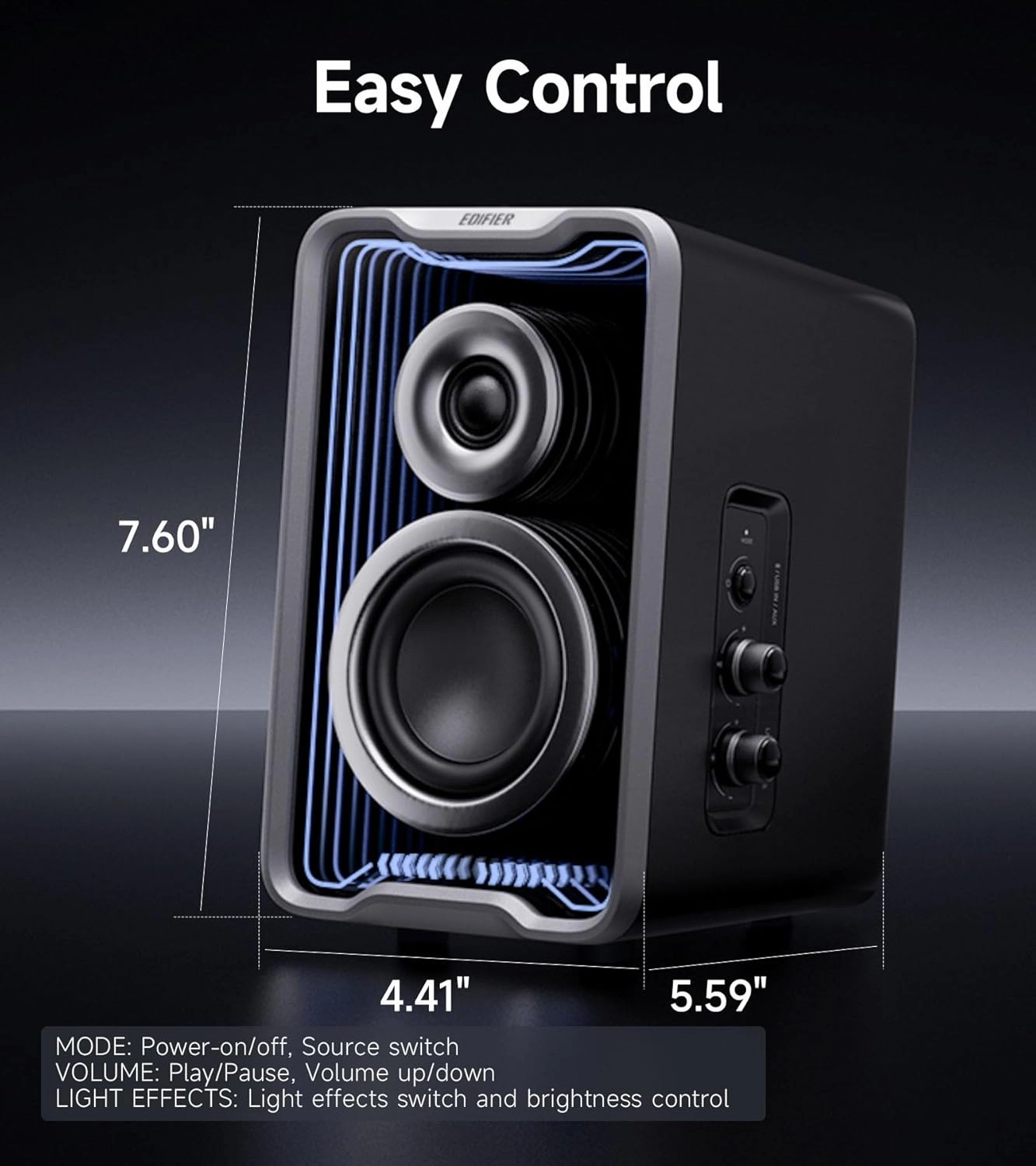 Edifier QR30 2.0 Desktop Active Speaker, Compact Bluetooth V5.4 Computer Speakers, Wireless Bookshelf Speaker, 30W (RMS), 3.5mm AUX & USB-A Wired Input, Dynamic Light Effects, App Control, White