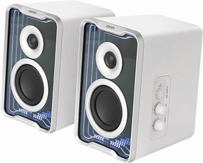 Edifier QR30 2.0 Desktop Active Speaker, Compact Bluetooth V5.4 Computer Speakers, Wireless Bookshelf Speaker, 30W (RMS), 3.5mm AUX & USB-A Wired Input, Dynamic Light Effects, App Control, White bookshelf speakers,compact stereo speakers,hi-fi shelf sp