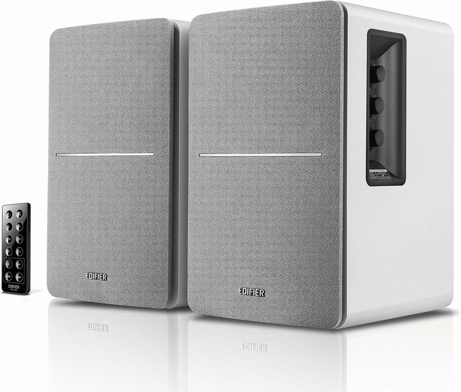 Edifier R1280DB Powered Bluetooth Bookshelf Speakers - Optical Input - Wireless Studio Monitors - 4 Inch Near Field Speaker - 42w RMS - Wood Grain (White) studio monitors,nearfield speakers,mixing reference monitors,