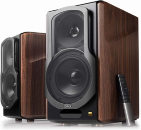 Edifier S2000MKIII Coaxial, Bluetooth, Optical and RCA Bookshelf 2 Speakers, Near-Field Active Tri-Amped 130w Studio Monitor for Audiophiles with Wireless, Line-in and Fiber-Optic Input Walnut bookshelf speakers,compact stereo speakers,hi-fi shelf speakers