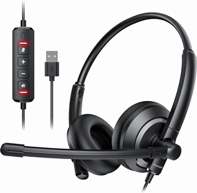 EH05-U Wired USB Headset with Noise Cancelling Microphone for PC Laptop - Headphones with In-Line Control, Lightweight, Enhanced Sound & MIC Mute noise cancelling headphones,ANC headphones,travel headphones,