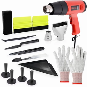 EHDIS Window Tint Kit Vinyl Wrap Tool with Heat Gun,Vinyl Scraper,Shank Gasket Squeegee,Working Gloves,Curves Slot Tint Tool for Car Wrapping,Window Film,Graphics,Decal Installation vinyl accessories,turntable parts,record player tools,