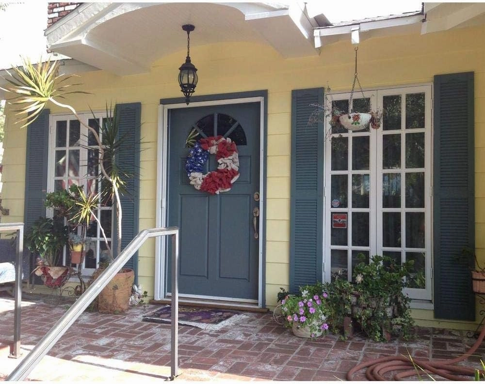 Ekena Millwork Lifetime Vinyl LL1S14X03900FG Standard Cathedral Top Center Mullion, Open Louver Vinyl Shutters, w/Installation Shutter-Lok's & Matching Screws (Per Pair), 14.5"W x 39"H, Forest Green