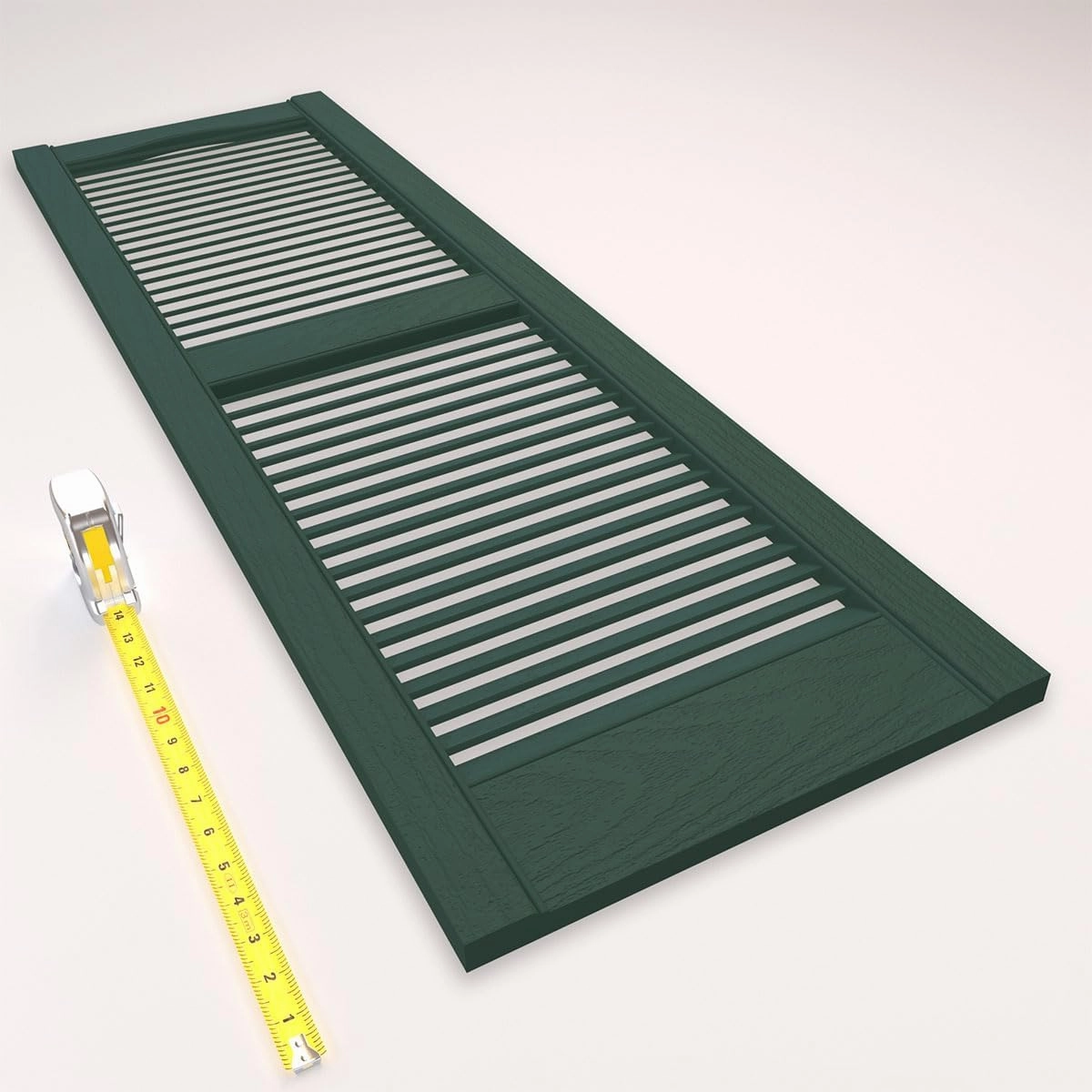 Ekena Millwork Lifetime Vinyl LL1S14X03900FG Standard Cathedral Top Center Mullion, Open Louver Vinyl Shutters, w/Installation Shutter-Lok's & Matching Screws (Per Pair), 14.5"W x 39"H, Forest Green