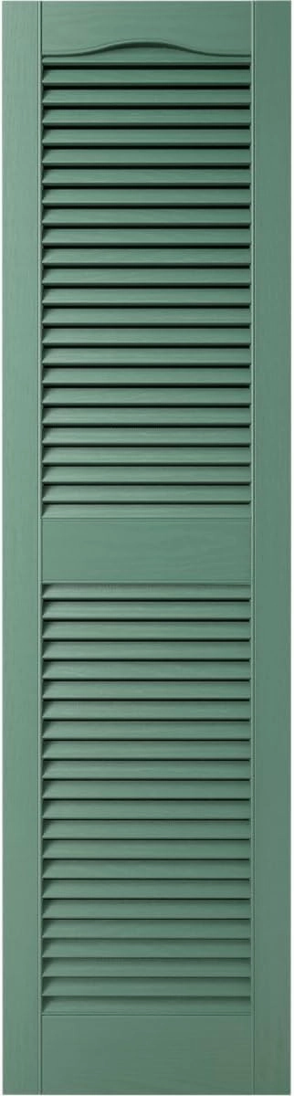 Ekena Millwork Lifetime Vinyl LL1S14X03900FG Standard Cathedral Top Center Mullion, Open Louver Vinyl Shutters, w/Installation Shutter-Lok's & Matching Screws (Per Pair), 14.5"W x 39"H, Forest Green