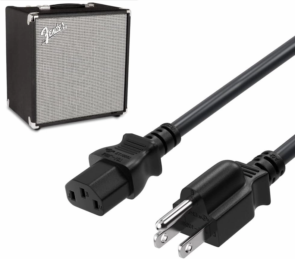 Electric Guitar Amplifier Power Cord Replacement for Fender Rumble 40 25 100 200 15 500,Mustang LT25, GT-40 GT-100 3 Prong Power Cord,Heavy Duty Won't Hot AC Cable 5FT power amplifier,stereo amp,hi-fi power amp,