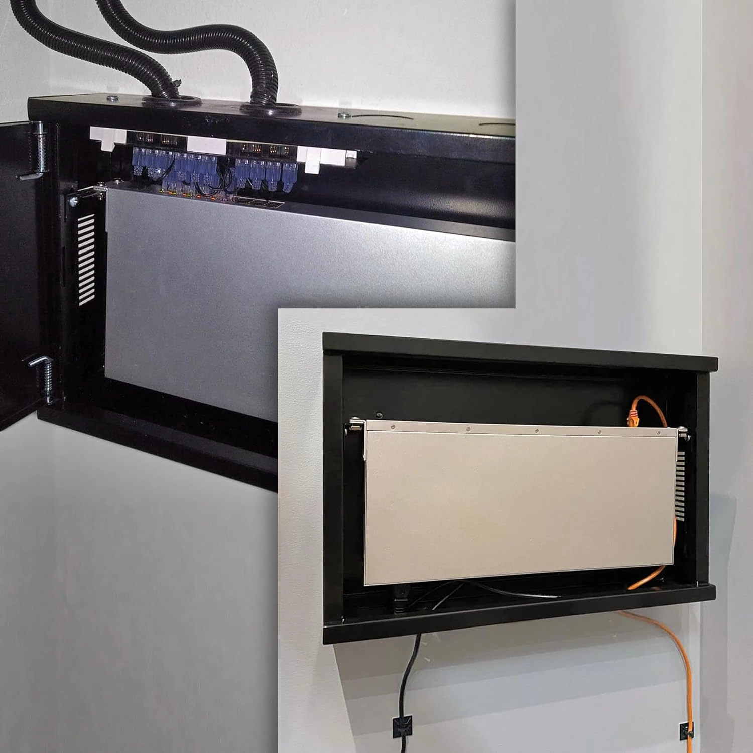 Electriduct 2U Wall Mount Rack Enclosure Network Cabinet Solid Door Black Powder Coated Steel with Lock