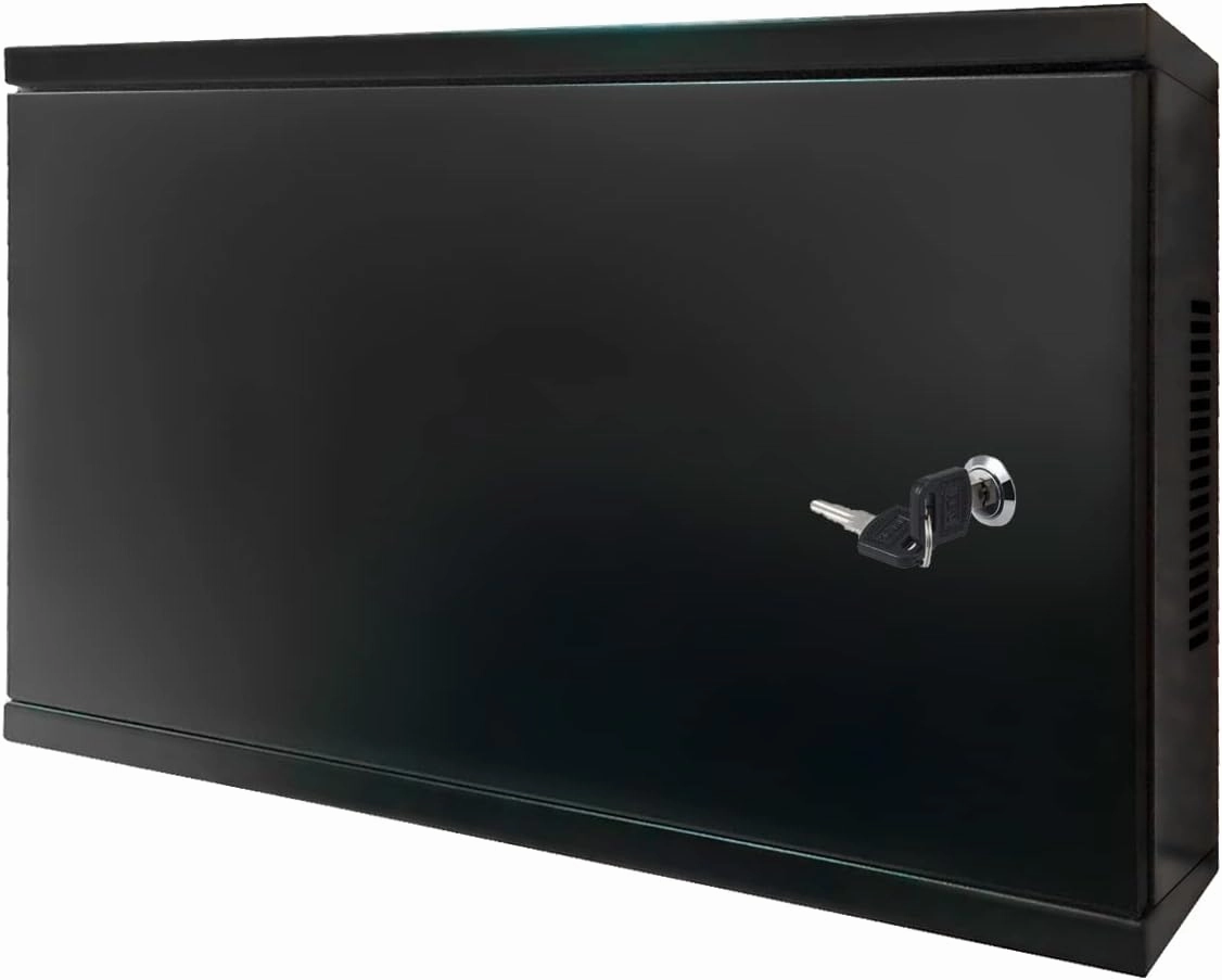 Electriduct 2U Wall Mount Rack Enclosure Network Cabinet Solid Door Black Powder Coated Steel with Lock audio rack,hi-fi component stand,media shelf,