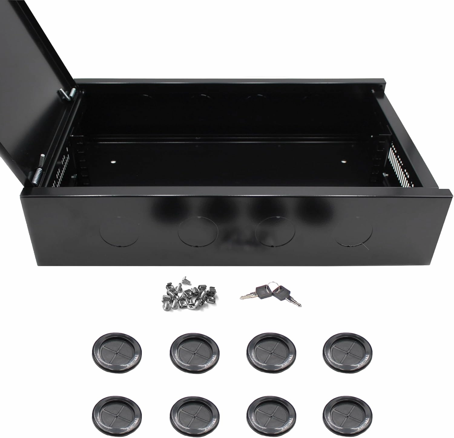 Electriduct 2U Wall Mount Rack Enclosure Network Cabinet Solid Door Black Powder Coated Steel with Lock