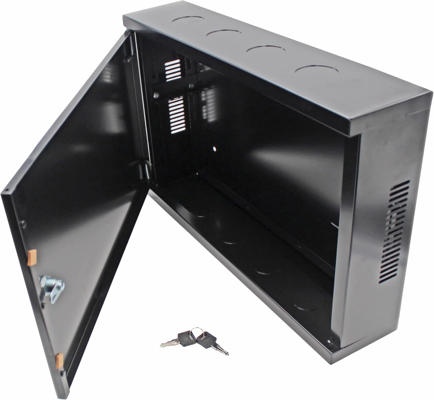 Electriduct 2U Wall Mount Rack Enclosure Network Cabinet Solid Door Black Powder Coated Steel with Lock