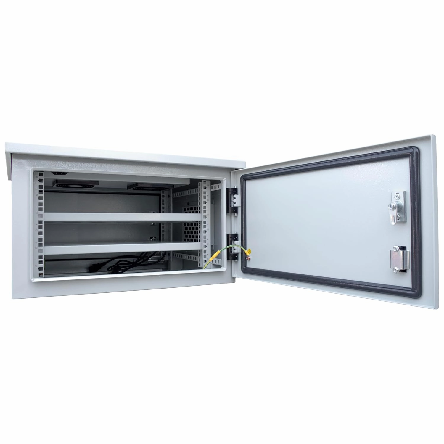 Electriduct 9U Outdoor Cabinet 21.6 Inch Depth IP55 Weather Resistant Enclosure Floor Mount Network Equipment Front & Back Doors, 2 Locks, 4 Keys, 1 Shelf, 2 Fans, Thermostat (600 x 550 mm)