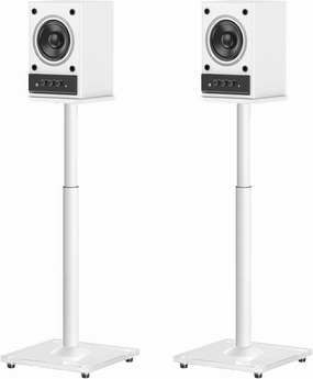ELIVED Universal Speaker Stands Height Adjustable 28"-37.4", Bookshelf Speaker Stand Pair for Satellite Studio Large Speakers Up to 22 lbs, Surround Sound Speaker Stand with Cable Management, White studio monitors,nearfield speakers,mixing refere