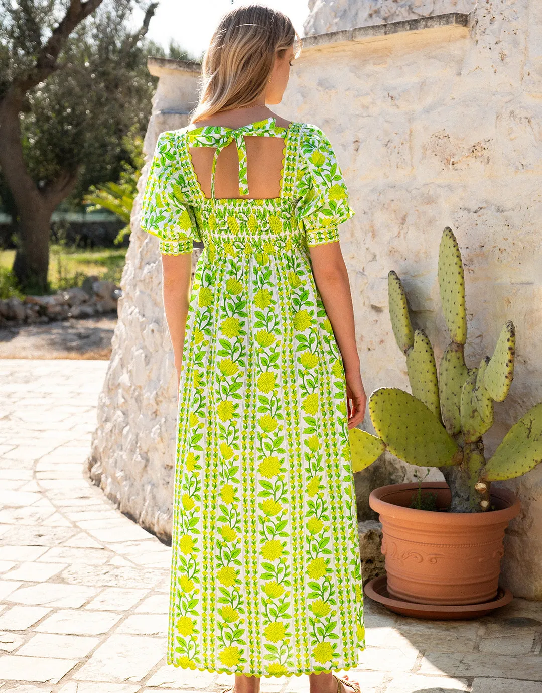 Elizabeth Dress - Lime Border