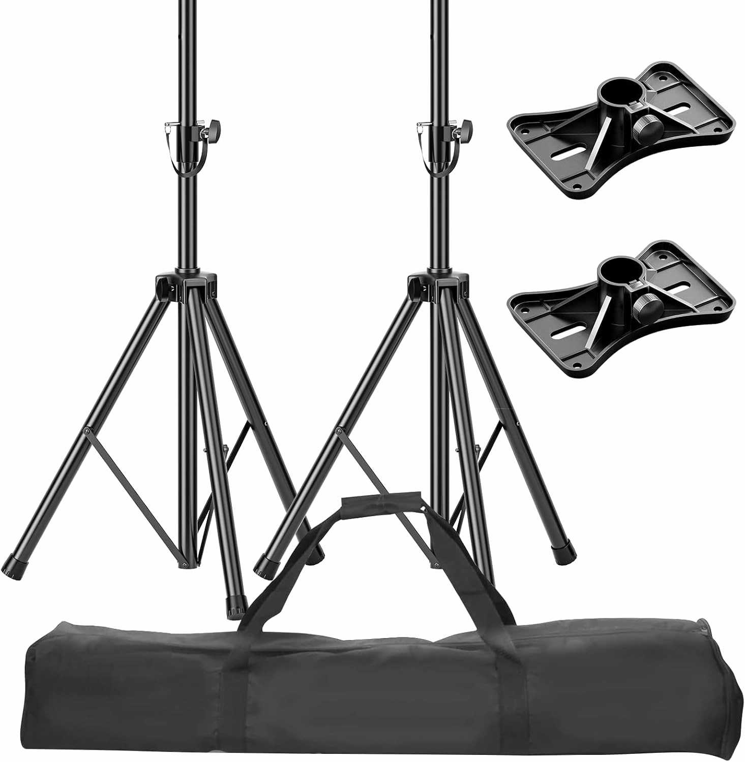 EMART PA Speaker Stands Pair with Carrying Bag, Adjustable Height Professional Heavy Duty Dj Tripod with Mounting Bracket, Extend from 39 to 77 inches for Concerts, Music & Party- Supports 140 lbs speaker stands,monitor stands,floor speaker holders,