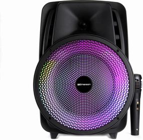 Emerson EDS-8000 Portable Bluetooth Party Speaker with 8 Subwoofer, Multi-Color Disco Lights, USB/TF/AUX Inputs, FM Radio, Mic/Guitar Inputs, Rechargeable Battery, and Built-in Handle hi-res portable player,digital audio player,DAP lossless,