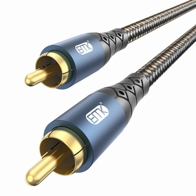 EMK Subwoofer Cable RCA to RCA Audio Cable 24K Gold-Plated Nylon Braided Double Shielded Digital Analogue Supports Amplifiers,Home Theater,Hi-Fi Systems,Subwoofer(10ft/3m) speaker cable,audio wire,hi-fi speaker cord,