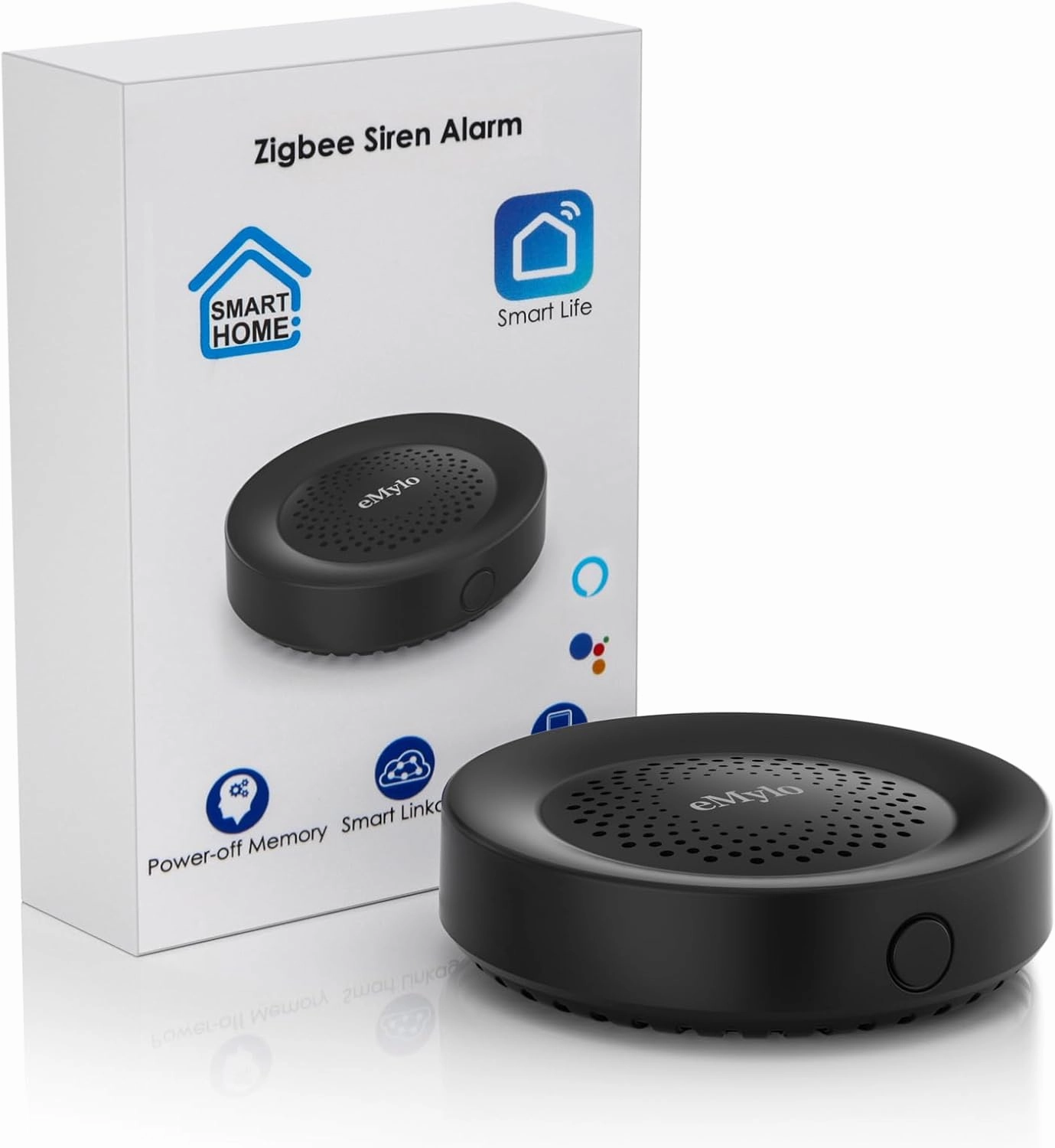 eMylo Zigbee Alarm, Black Alarm, TUYA/SmartLife APP Control, Sound & Light Alarm, Auto Push Notification, for Residential Units, Hospitals, Nursing Homes, etc. (Requires TUYA Zigbee Hub) smart audio hub,voice control speaker,Alexa compatible audio,
