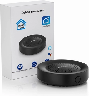 eMylo Zigbee Alarm, Black Alarm, TUYA/SmartLife APP Control, Sound & Light Alarm, Auto Push Notification, for Residential Units, Hospitals, Nursing Homes, etc. (Requires TUYA Zigbee Hub) smart audio hub,voice control speaker,Alexa compatible audio,