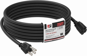 EP 25FT Black Outdoor Extension Cord, 16/3 SJTW Heavy Duty Waterproof, 3 Prong Grounded Plug, 13A 1625W 16AWG, Cold-Resistant Flexible Power Cable for Garden, Home, Christmas Lights, UL Listed power cord,hi-fi power cable,AC power lead,