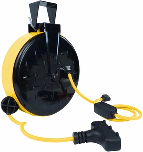EP 30 Ft Retractable Extension Cord Reel, 16/3 SJTW Power Cord with 3 Electrical Outlets, Ceiling or Wall Mount, 10 Amp Circuit Breaker, Metal Plate, UL Listed, Yellow power cord,hi-fi power cable,AC power lead,