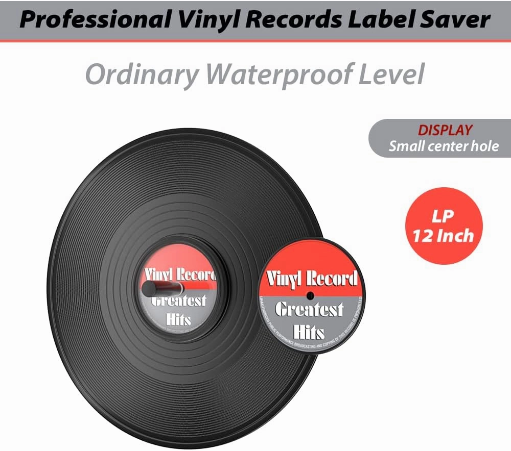EP 7 LP 12 Vinyl Record Label Saver - Cleaning Protector, Waterproof Cleaner Clamp Care (12" Black)