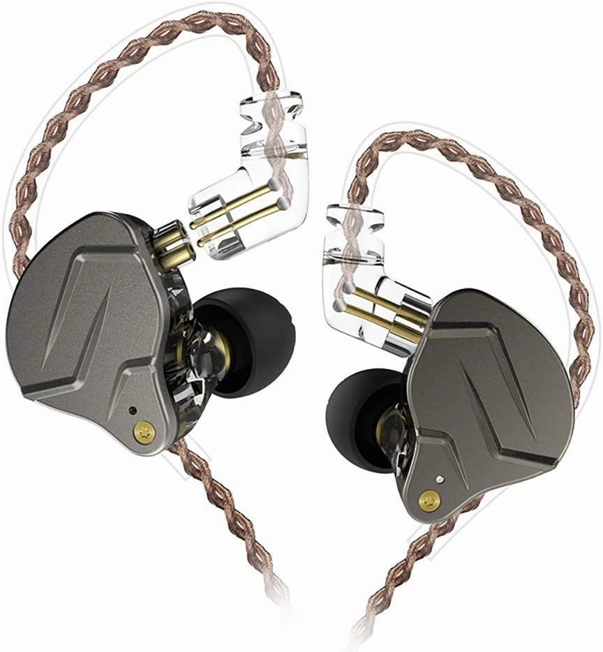 erjigo KZ ZSN Pro Dynamic Hybrid Dual Driver in Ear Earphones Detachable Tangle-Free Cable Musicians in-Ear Earbuds Headphones (Gray Without Mic) in-ear monitors,hi-fi IEMs,studio earphones,