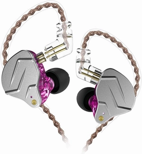 erjigo KZ ZSN Pro Dynamic Hybrid Dual Driver in Ear Earphones Detachable Tangle-Free Cable Musicians in-Ear Earbuds Headphones (Purple Without Mic) in-ear monitors,hi-fi IEMs,studio earphones,