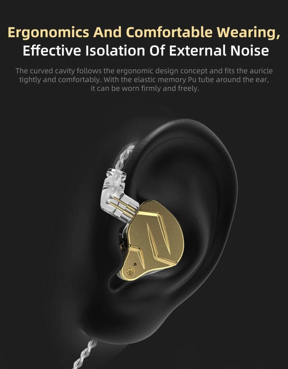 erjigo KZ ZSN PRO X Hybrid Banlance Armature with Dynamic in-Ear Earphone ERJIGO ZSNPROX 1BA 1DD HiFi Headset ZSNPRO X erabuds (Without Mic, Golden)