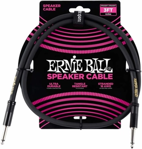 Ernie Ball Speaker Cable, Straight/Straight, 3ft, Black (P06071) speaker cable,audio wire,hi-fi speaker cord,