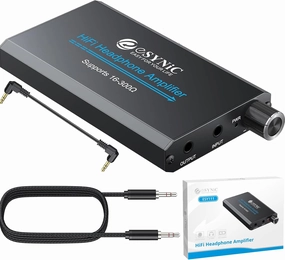 eSynic Professional 16-300 Ohms Headphone Amplifier 3.5mm Portable Headphone Volume Amplifier Rechargeble Headphone Amp Aluminium Alloy Headphone Jack Amp With Gain Switch for Phones Laptop etc headphone amplifier,portable amp,desktop headphone amp,