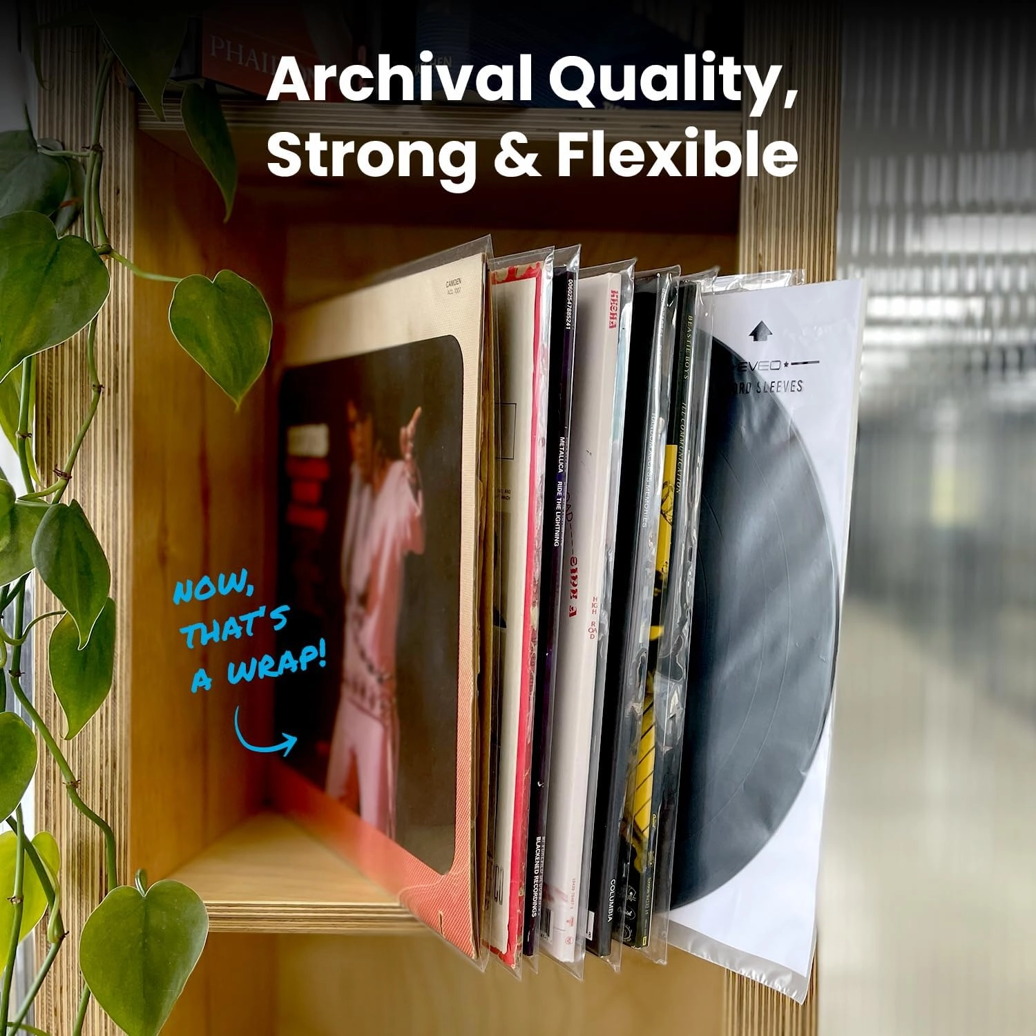 EVEO 100 Vinyl Record Sleeves Outer  Crystal Clear Outer Vinyl Sleeves LP Album Covers 12.75"x12.75" | Perfect Fit Protective 3 Mil Protection for Single & Double LPs - Archival Quality