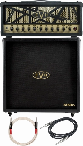 EVH 5150III 50W EL34 Tube Head - High-Performance Guitar Amplifier for Enthusiasts & Professionals Bundle with EVH 100W 4x12 Cabinet Speakers, Speaker Cable and Instrument Cable (4 Items) tube amplifier,valve amp,audiophile tube stereo,
