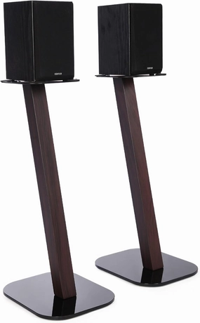 EXIMUS One Pair Fixed Height Universal Speaker Floor Stands - Espresso - 610 Series speaker stands,monitor stands,floor speaker holders,