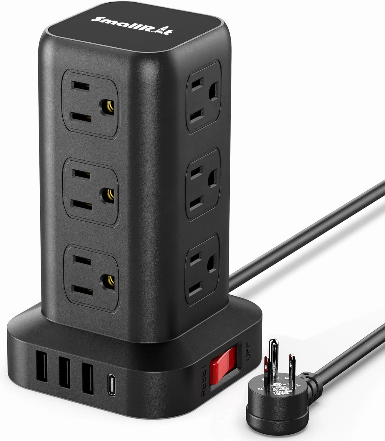 Extension Cord with Multiple Outlets, Surge Protector Power Strip Tower, 12 AC 4 USBSurge Protector Tower 6.5FT Overload Protection for Home Office power cord,hi-fi power cable,AC power lead,