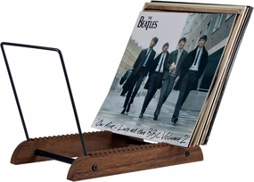 Extra-Large Vinyl Record Storage Holder Modern Album Display Solid Wood Stand with Black Metal Rack Home Decor Organizer for Vinyl Record, Holds up to 75 Albums, 14.2''L x 8.1''W x 10.7''H vinyl storage,record holder,LP organizer,