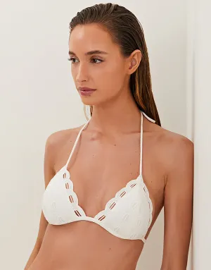 Eyelet Naya Tri Bikini Top - Off White