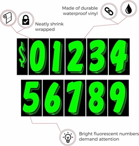 EZ Line Vinyl Decals for Cars Chartreuse Large Number Stickers 11 Dozen Windshield Numbers Pro Pack Dealer Supplies vinyl accessories,turntable parts,record player tools,