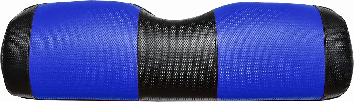 EZGO TXT Replacement Golf Cart Seat Cover Staple On Installation - 2 Piece - Premium Marine Vinyl - 5 Panel Stitching - Two-Tone (Black & Blue)