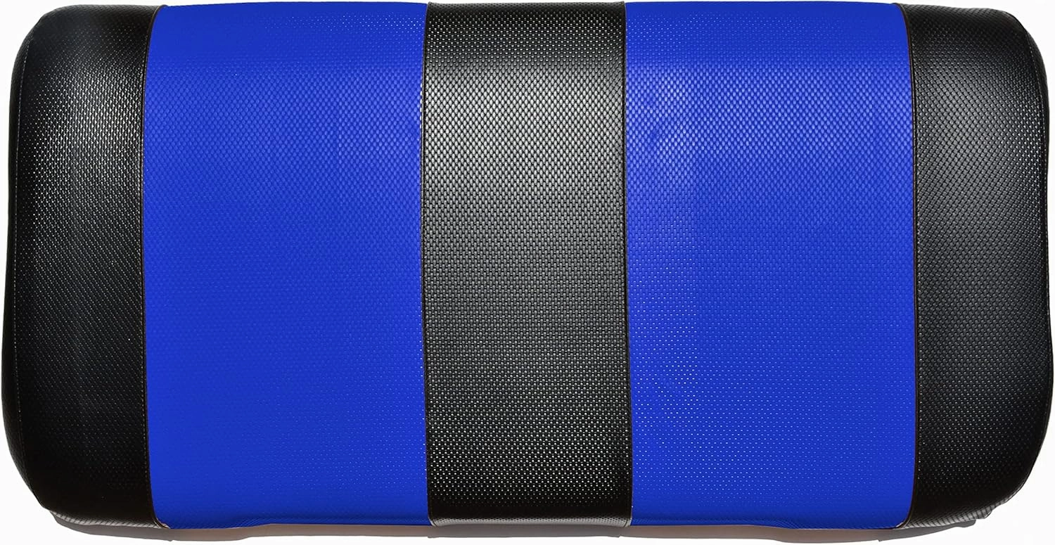 EZGO TXT Replacement Golf Cart Seat Cover Staple On Installation - 2 Piece - Premium Marine Vinyl - 5 Panel Stitching - Two-Tone (Black & Blue)