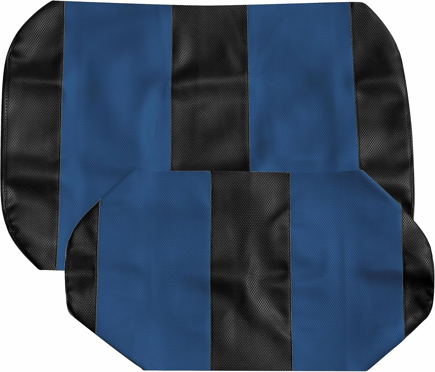 EZGO TXT Replacement Golf Cart Seat Cover Staple On Installation - 2 Piece - Premium Marine Vinyl - 5 Panel Stitching - Two-Tone (Black & Blue)