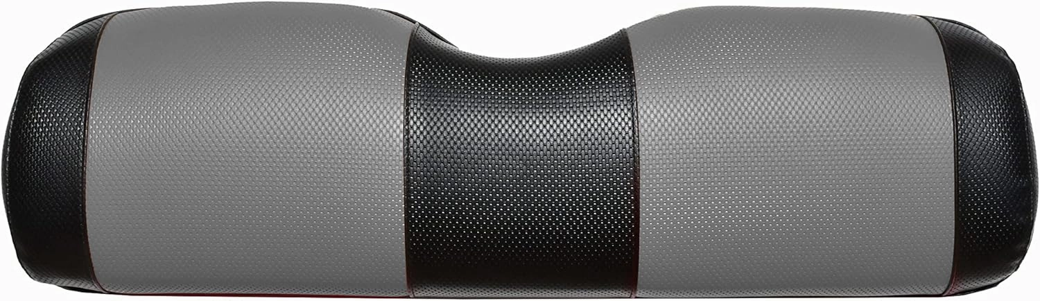 EZGO TXT Replacement Golf Cart Seat Cover Staple On Installation - 2 Piece - Premium Marine Vinyl - 5 Panel Stitching - Two-Tone (Black & Charcoal)